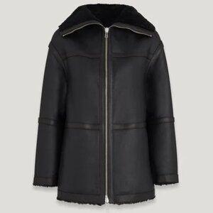 Belstaff Invar Black Shearling Sheepskin Reversible Jacket Coat S $2500 Toteme